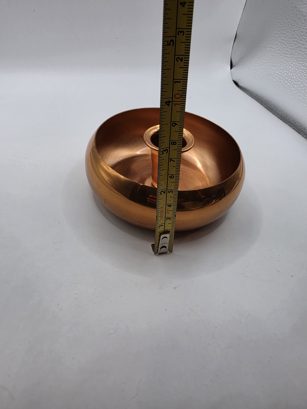 Vintage Solid Copper Taper Candle Holder Bowl Mid-Century Modern Retro Dish